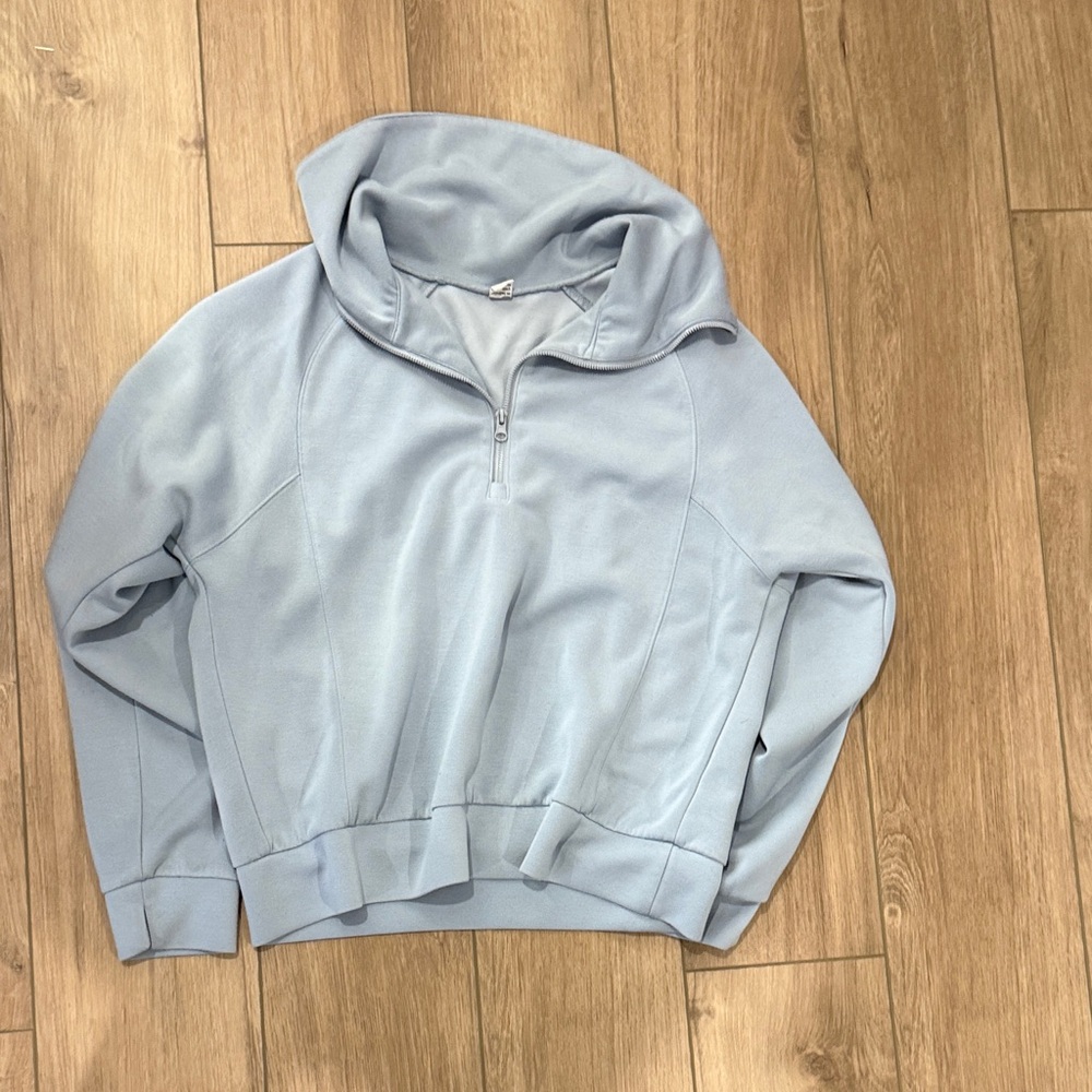 Women's Light Blue Half-Zip Sweater and Pants